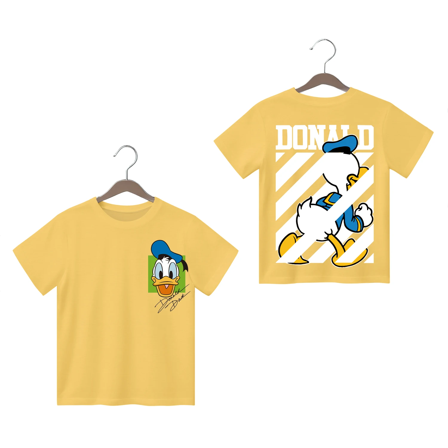 Donald Duck Stitch Double-sided Printing 100% Cotton Tops Children's -shir T Shirt Top Clothes for Children 2024 Kids Clothes 4