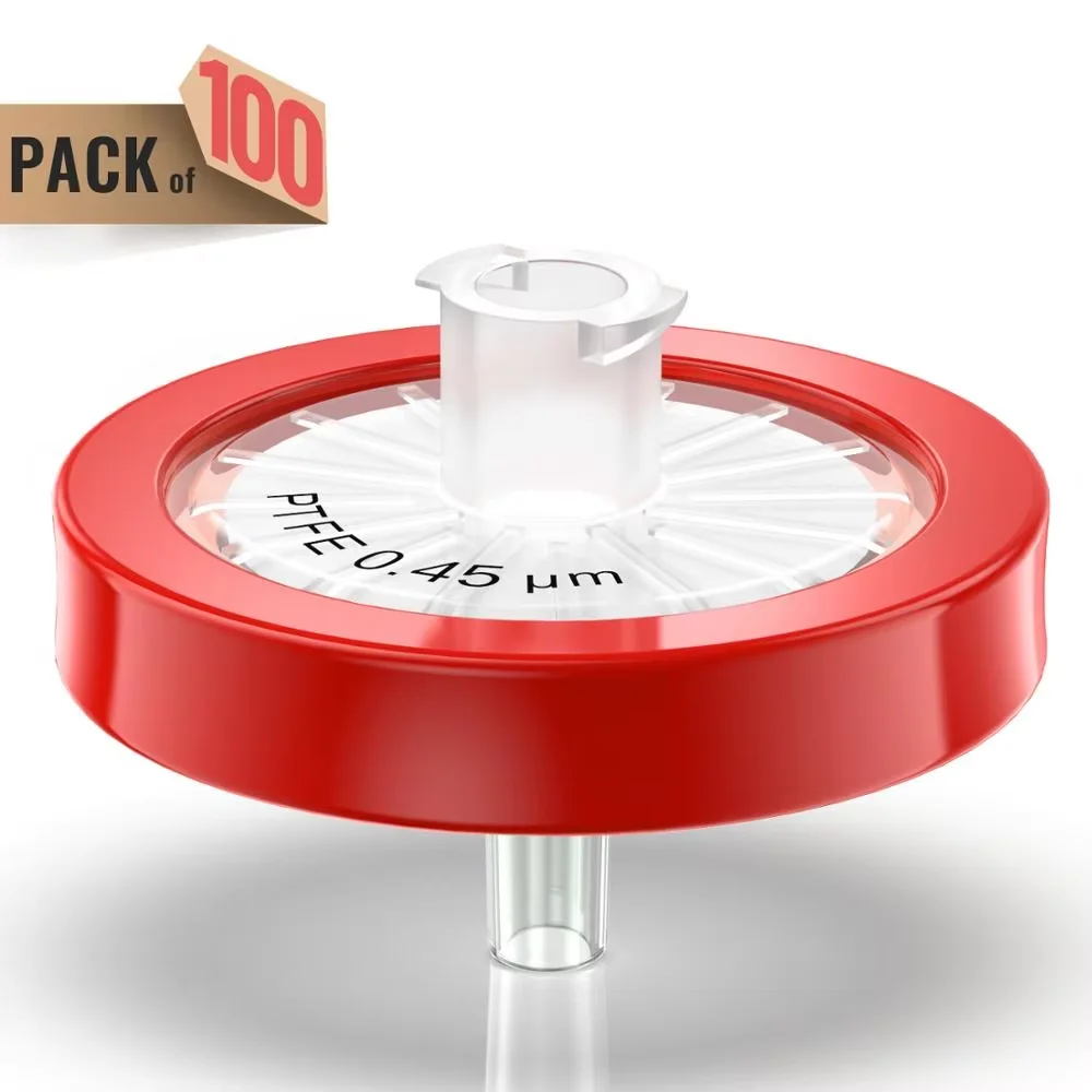 Syringe Filters,PTFE Membrane 0.45&mu;m Pore Size,25mm Diameter,100 Pcs by Ks-Tek