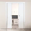 Soundproof solid wood white hidden sliding door double pocket door 3