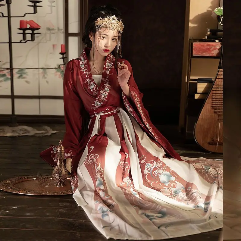 

Женский костюм ханьфу, винтажная одежда Wei Jin для косплея, улучшенный костюм в китайском стиле, элегантный сетчатый костюм для выступления на сцене, Qiapo