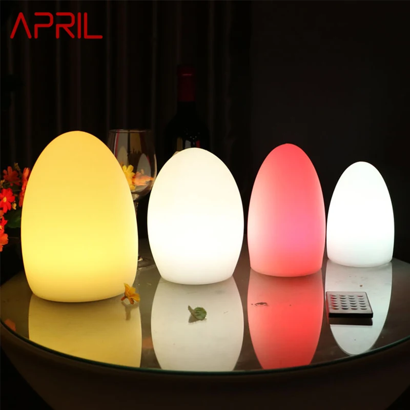 

APRIL Modern Led Atmosphere Desk Lamp Creative Egg Shaped Table Light Luminescence Color Waterproof Decor Restaurant Kty