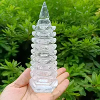 Natural White Crystal Wenchang Tower, White Quartz Crystal Hand-Carved Tower, Mineral Reiki Healing Tower, Energy Degaussing Tow 2