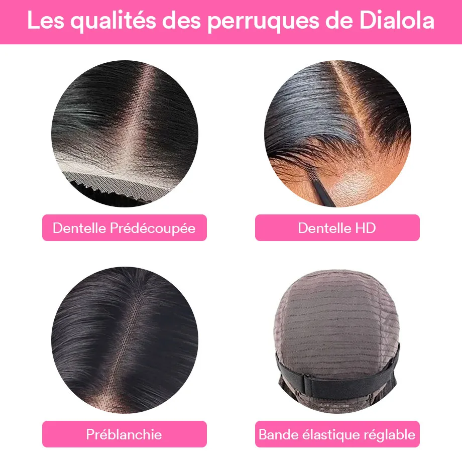 5x5 4x4 Perruque Cheveux Humains Lisses en Fermeture Dentelle Prédécoupée Prêts à Porter Sans Colle Dentelle Hd Prépilée Préblanchie 13x4 13x6 Perruques Cheveux Humains Frontale en Dentelle Pour Femmes