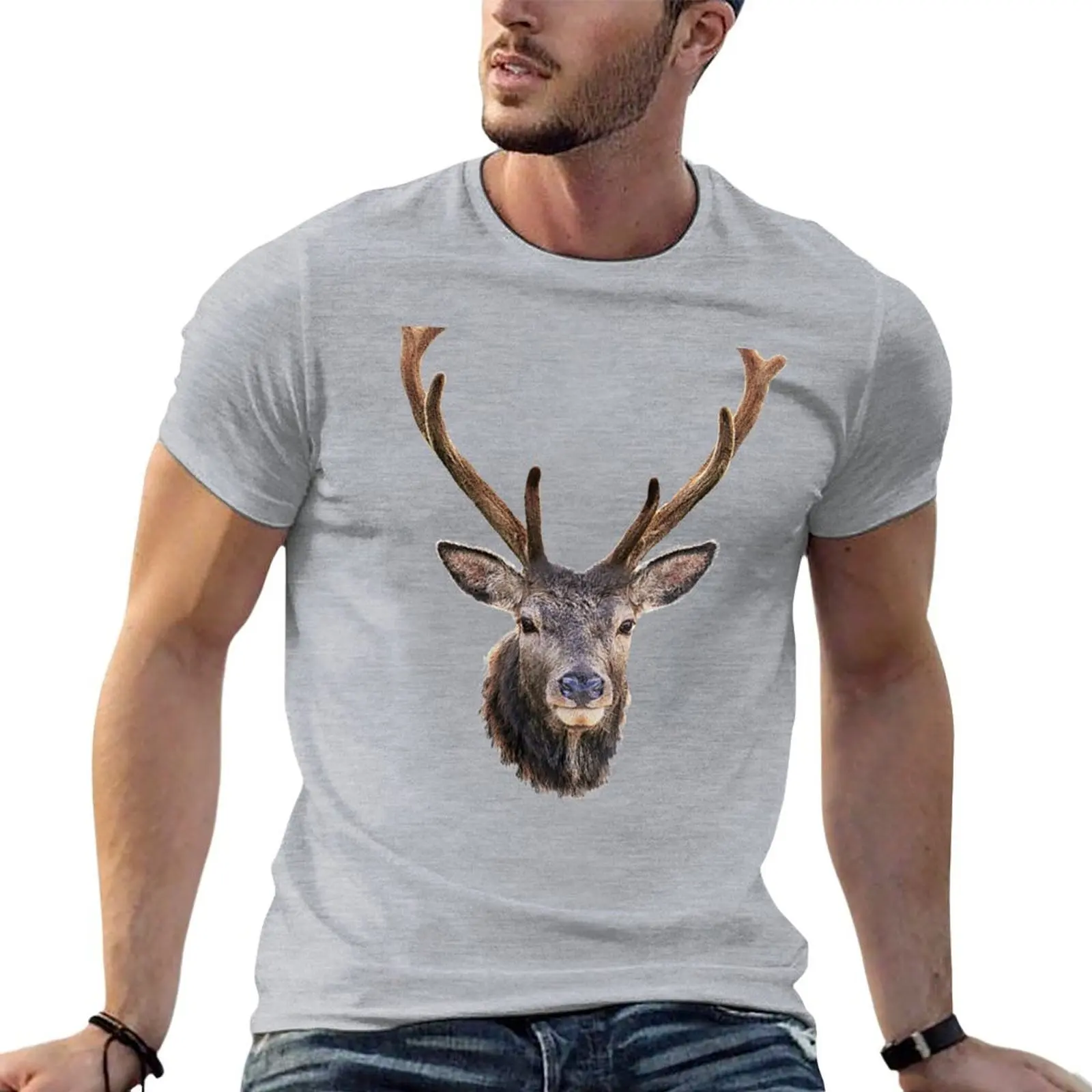 

The Stags Head T-shirt blacks shirts graphic tees animal prinfor boys mens graphic t-shirts