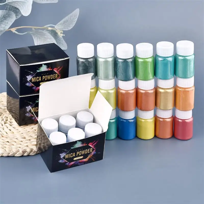 6 Pcs-Set Epoxy Resin Dye Mica Powder Powdered Pigments Set Resin Mica Pearlescent Pearl Box-Packed Micas Colorants epoxy resin dye