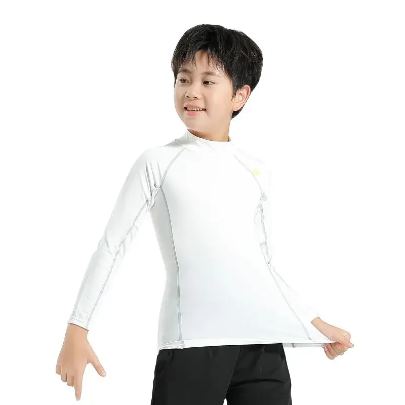 Kids Sports Compression Top Long-Sleeved Base T Shirt Fitness Quick-Drying Training Top Winter Fleece Base Shirt Undershirt