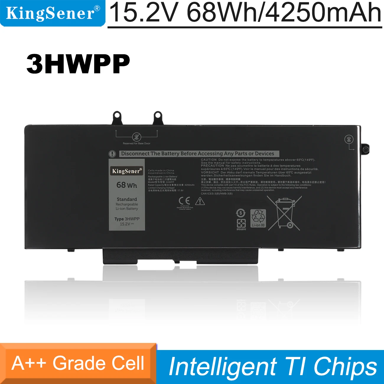 

KingSener 15.2V 68WH 3HWPP Laptop Battery For DELL Latitude 5401 5501 5411 5410 5511 3541 Series Notebook P80F003 P98G003