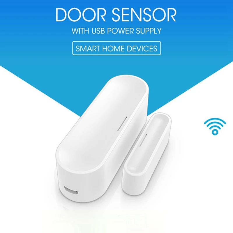 

White Door Window Sensor Wifi Smart Home Wireless Door Detectors USB Open/Close APP Remote Alarm