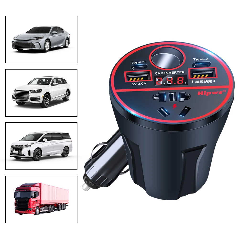 200W 차량용 USB 고속 충전기 ? 시가 라이터 인버터, QC3.0+PD, C타..