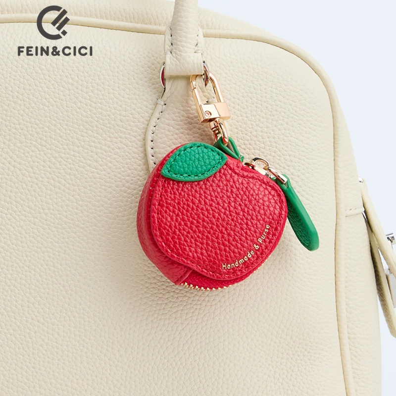 Nkiagsel Cute Fruit Bag Charm Keychain - Fashion Purse Accessory For Women, Red Alloy Charm