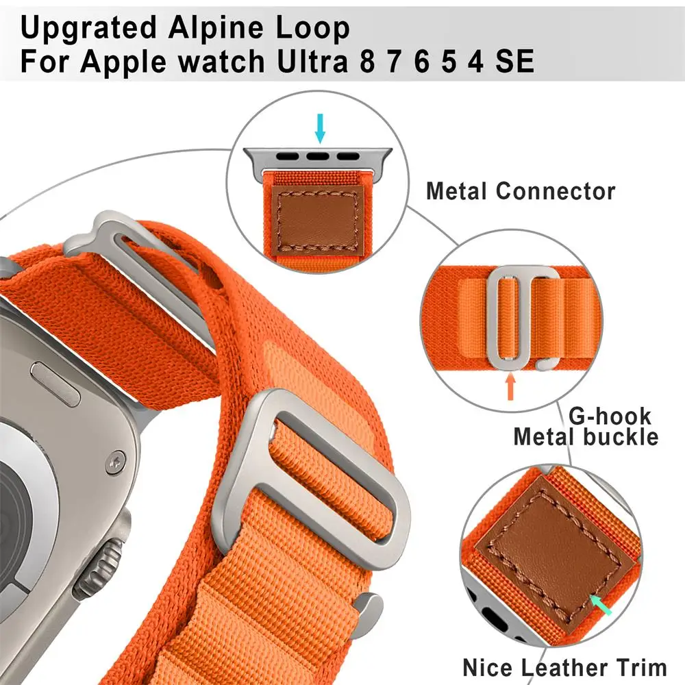 애플 워치용 알파인 루프 울트라 밴드, 49mm, 44mm, 40mm, 45mm, 41mm, 42mm, 38mm, 45mm, 한국 팔찌, iWatch 시리즈 7, 6, 5, 3, se, 8 스트랩