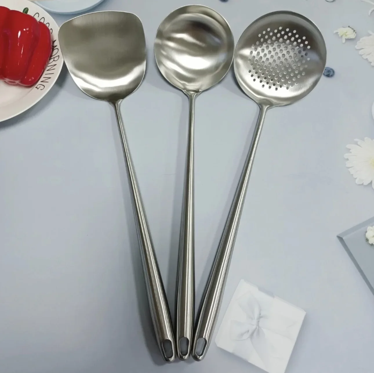 Long Handled Stainless Steel 304 Cooking Spatula For Stir Fry Kitchen Tools Home Use Soup Spoon Chef Partition Factory