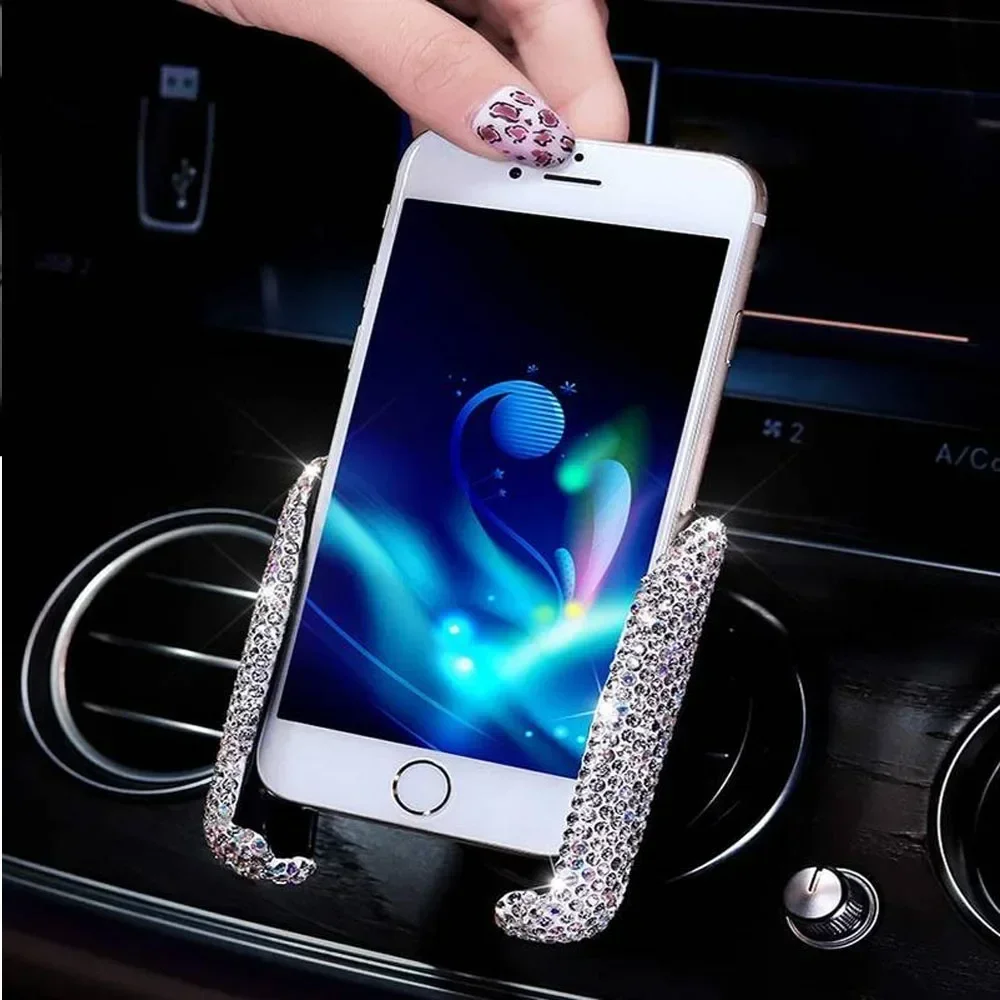 Bling Crystal Car Phone Holder Universal Air Vent Mount Clip Cell Holder For Phone In Car Mobile Phone Stand Holder Smartphone