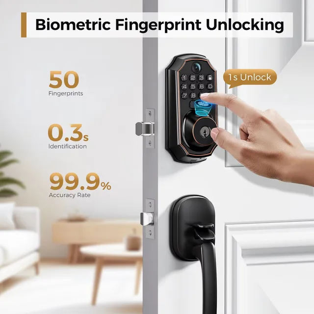 ARPHA Smart Lock D289H Set Smart WiFi Keyless Door Lock with Camera 5 in 1 Fingerprint Entry App-Controlled Auto-Lock System 5