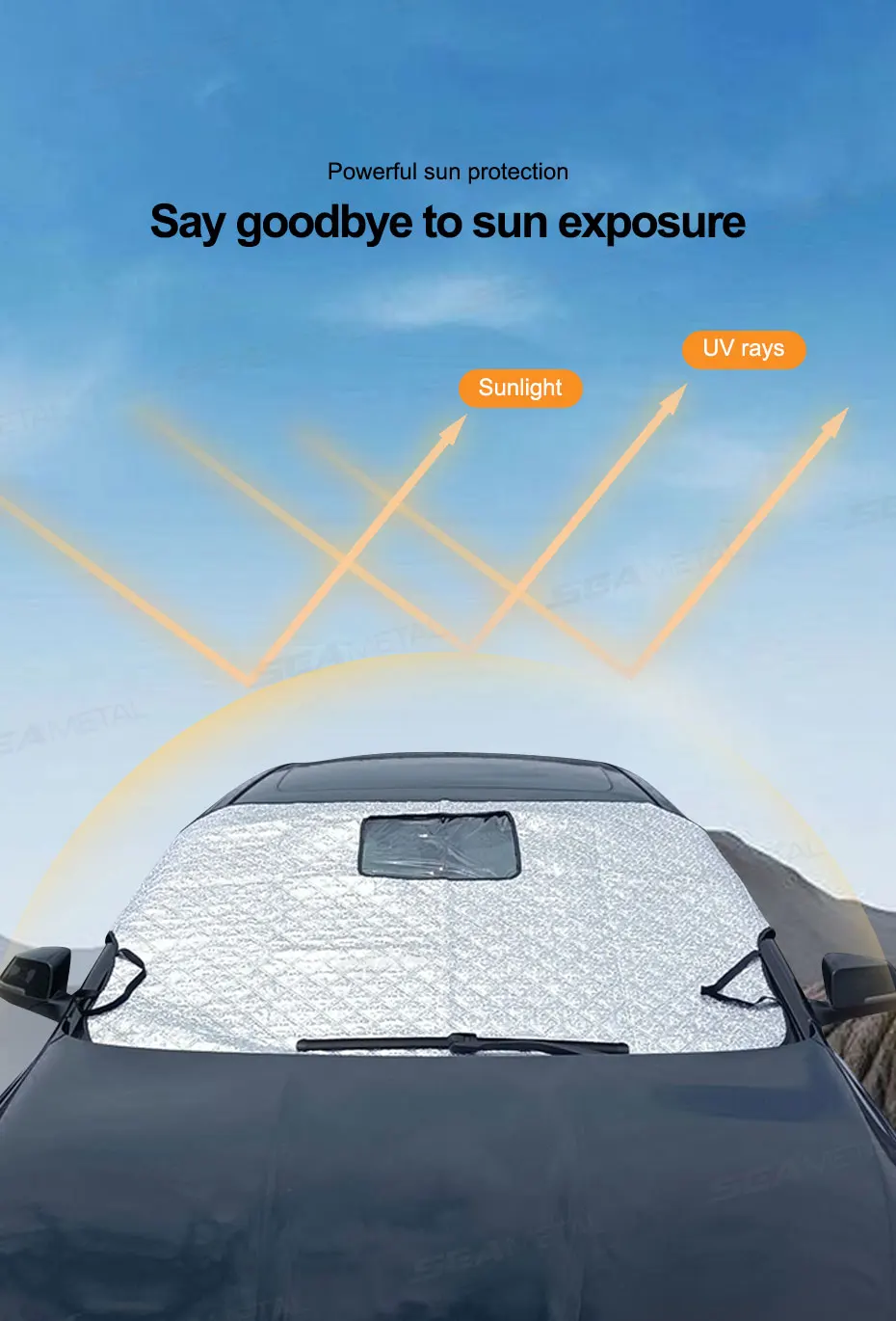 BLALION Auto Windschutzscheibe Schnee Abdeckungen Winter Frontscheibe Verdickter Schutz Anti Schnee Eis Schild Abdeckung Loch für Dash Cam Monitor – Detail 6
