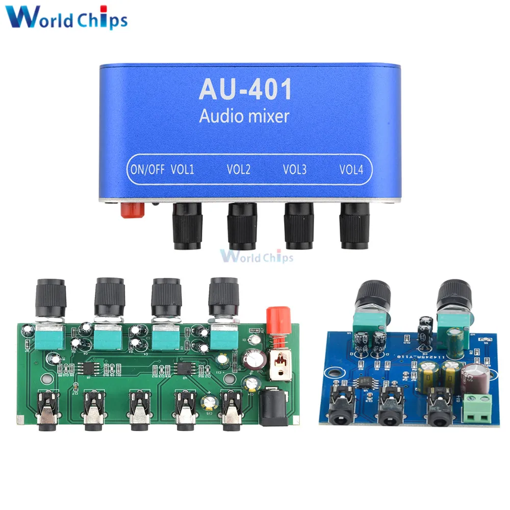 DC 5V-12V AU-401 Audio Signal Mixing Board Module 2/4 Channel Input 1  Channel Output Sound Mixer Stereo Control Amplifier Board - AliExpress