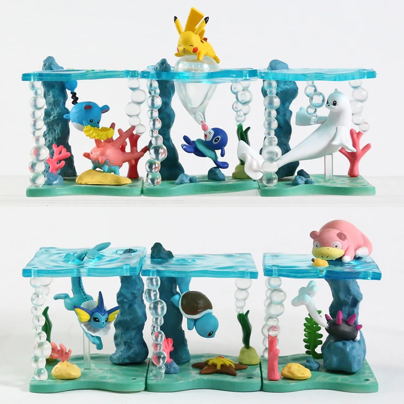 

Pokemon World in Sea Collection Figure Vaporeon Squirtle Dewgong Slowpoke Pyukumuku Marill Corsola Popplio 6pcs/set