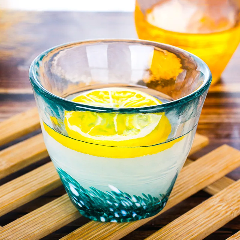 Handmade Colorful Glass Tea Cup 170ML Creative Tea Tasting Glasses Hammer Patterned Crystal Japanese Sake Cup Kongfu Mug