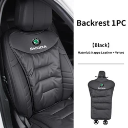 Luxury Velvet Car Seat Cushion with Leather Backrest Cover - Premium Auto Accessories (Backrest - Black - 1pc)
