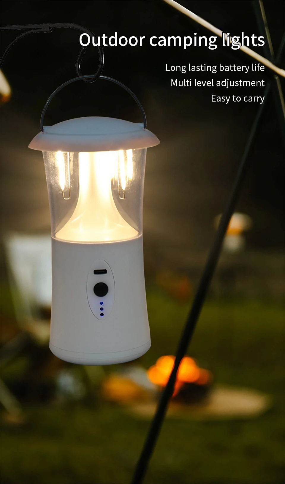 Description Picture 5 of itemLED Outdoors Camping Lights Dimming Stepless Camping Lamp USB Rechargeable Waterproof Hanging Camping Lighting Fixtures
