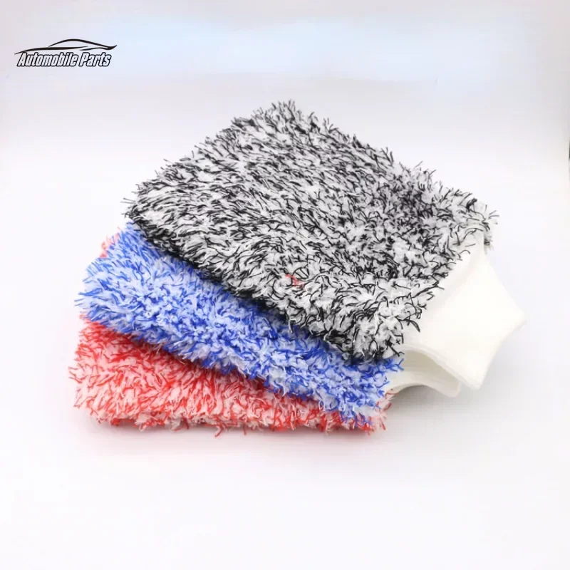 Double-sided Car Thickening Plush Car Cleaning Gloves Microfiber Absorbent Cleaning Coral Fleece Large Washing Gloves