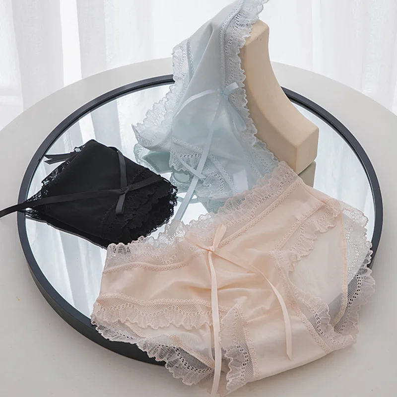 

Panties Women's Lace Sexy Mid-waist Japanese Girls Light Breathable Lace Underwear Women Lace Panties