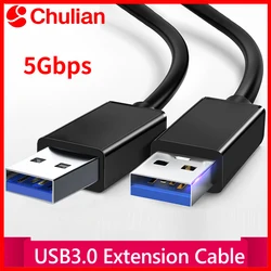 Compact Dual USB A Male Plug Cable for Fast Data Transfer and Power Connectivity (USB 3.0)