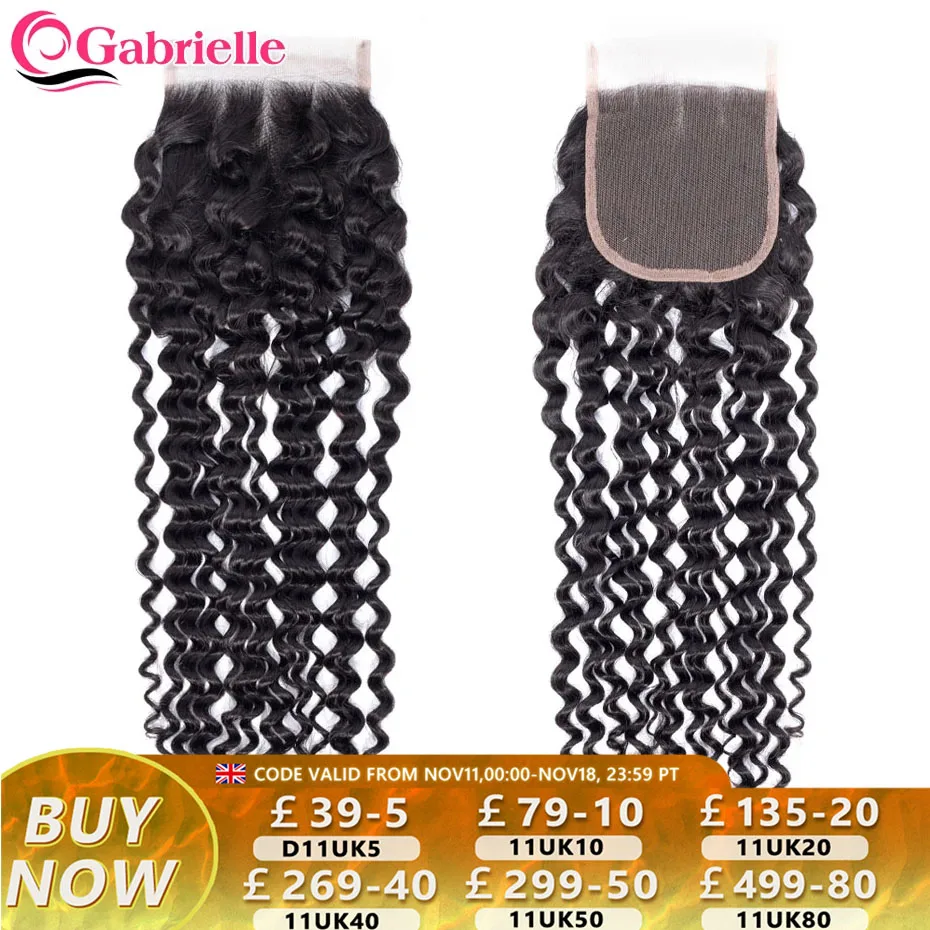 Human Hair Closure Gabrielle Kinky Curly Lace Closure 4x4 with Baby Hair