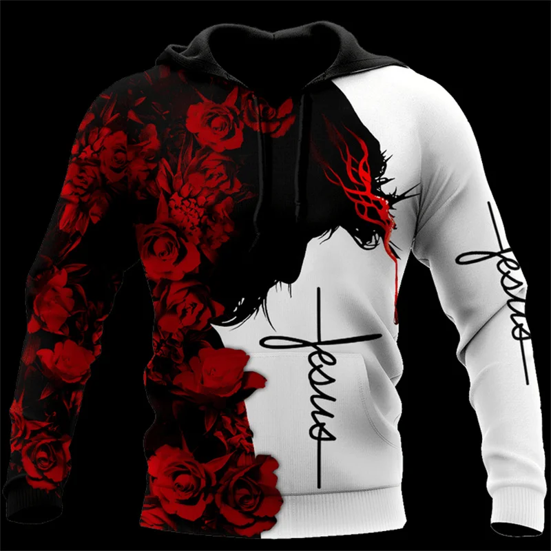 thumbnail image 1 of Sudadera con capucha con estampado 3D de Jesús cristiano bendiga a todos para hombres, sudaderas con capucha con gráfico de crucifijo, suéteres geniales de moda para niños, tops Harajuku, 1 of 5