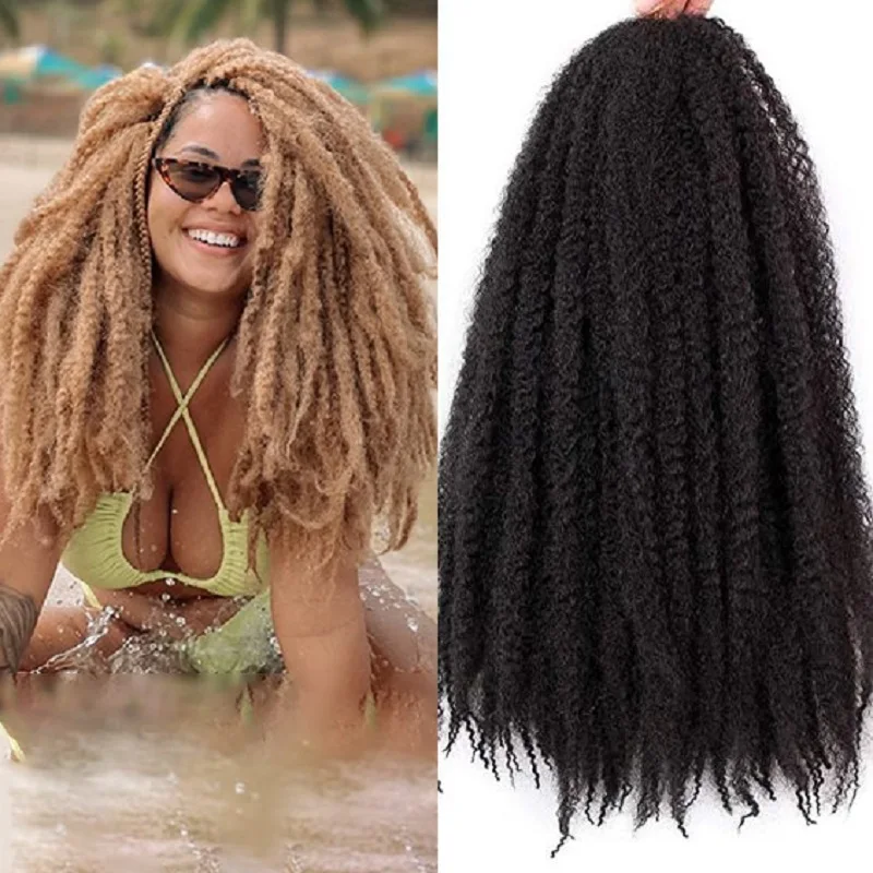 

Black Star Marley Hair Twist for Twists, Crochet Hair, Springy Afro, Kinky, Curly, Faux Locs, 6 Packs, 18 Inch,110g per Pack