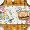 Easter Bunny Floral Bow Rabbits Eggs Linen Table Runner Party Decor Spring Farmhouse Kitchen Table Runner Easter Decorations 4