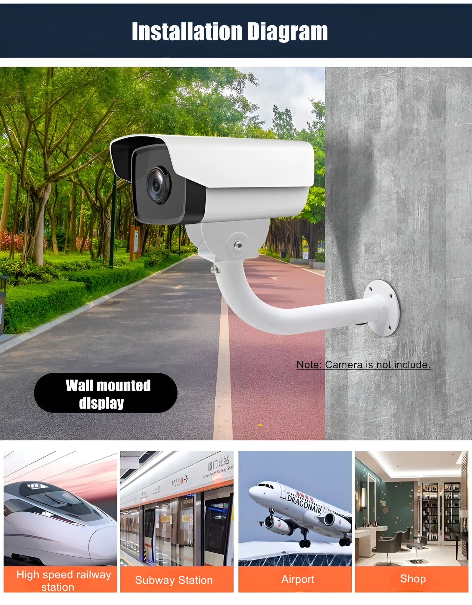 L Type 17cm 25cm 30cm 40cm 50cm 60cm Optional Universal Hikvision Dahua CCTV Camera Holder Stand Wall Mount Long Arm Bracket