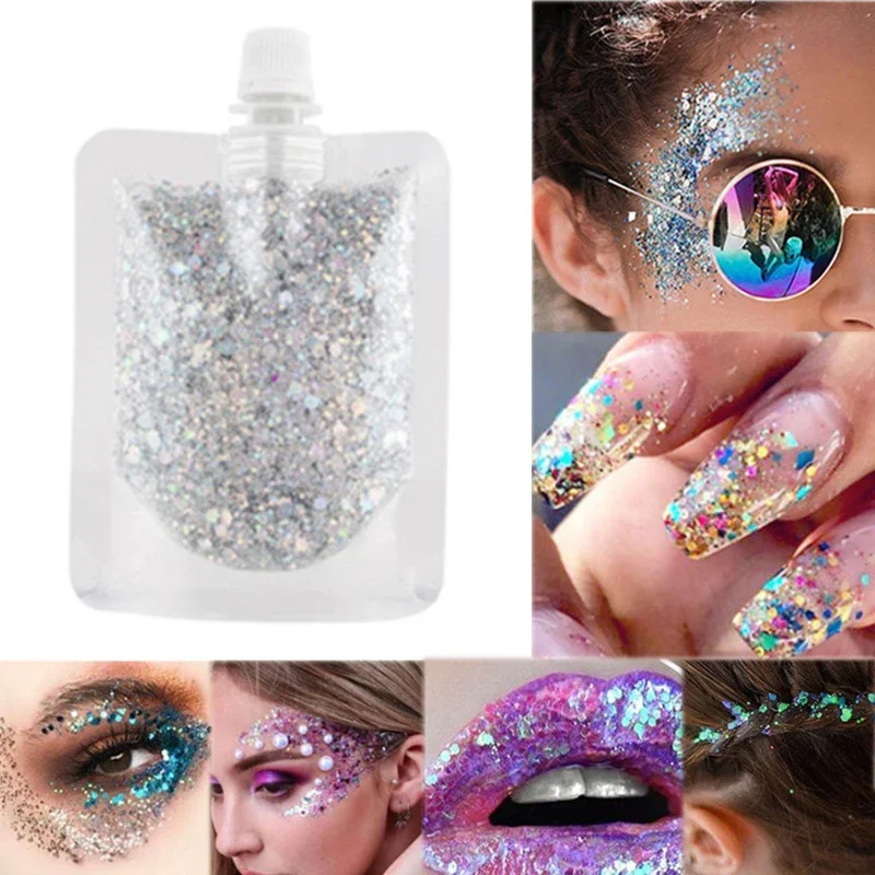 Body Glitter Gel Face Lip Sequin Eye Shadow Stage Festival Makeup Hair  Glitter Powder Decoration Party Fish Scales Highlighter