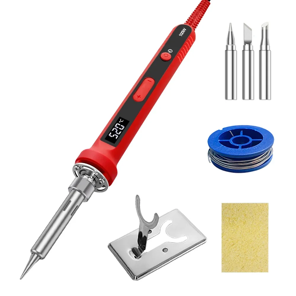 100W  Digital Soldering Iron Set Kit Repair Welding Tool Set Calibration Temperature Adjustable 180-520-600C 3