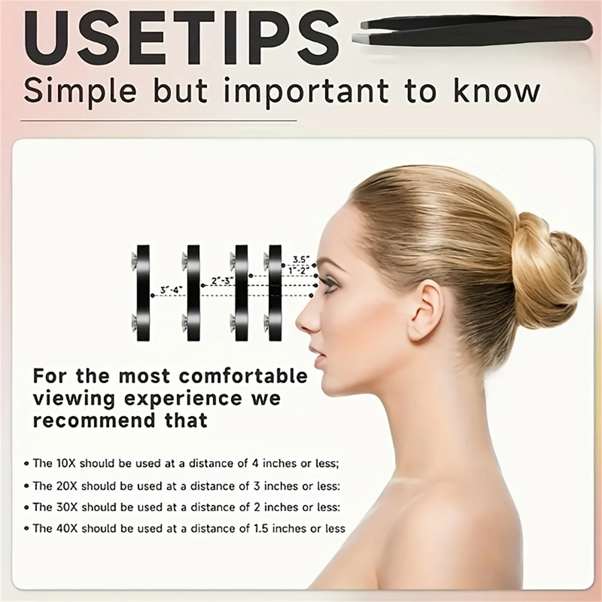 10X/30X//40X 확대경, 손잡이가 있는 손거울, 30X/1X 확대경이 있는 양면 손거울