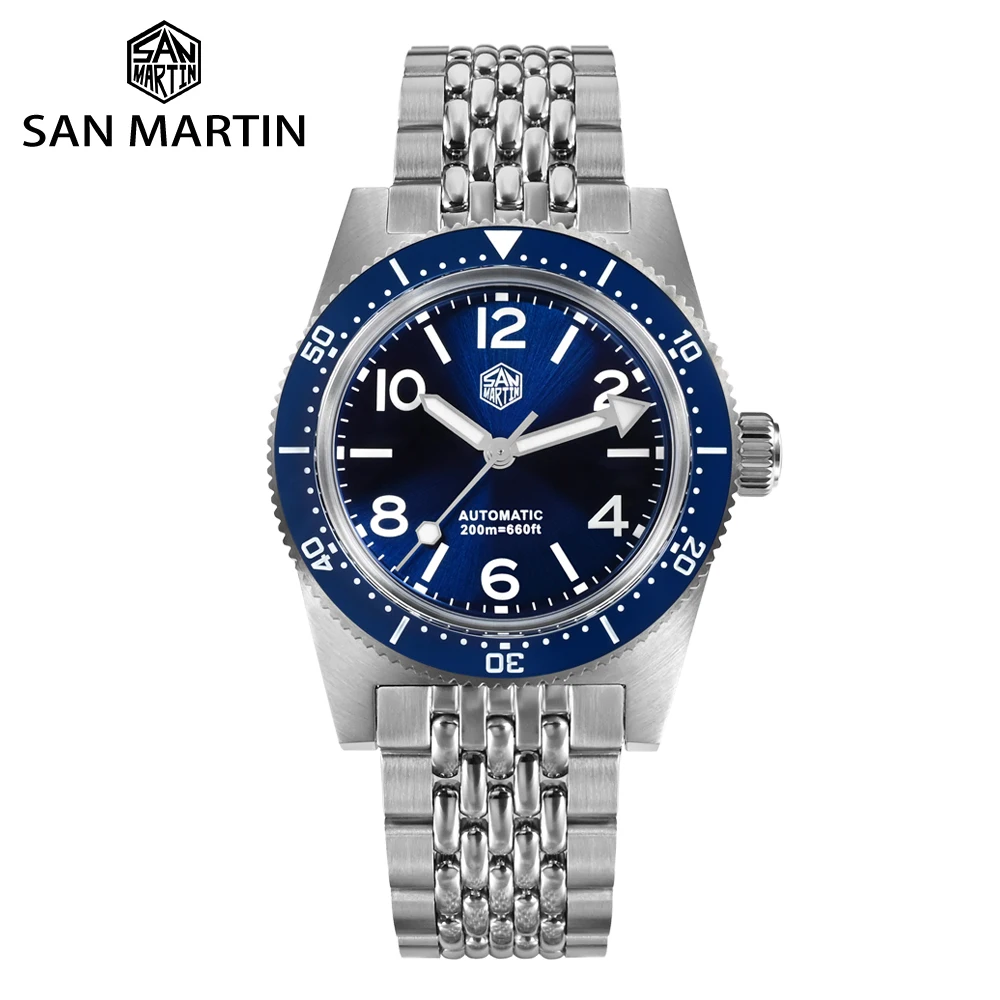 San Martin New 37Mm 62Mas Men Luxury Diving Watch Orologio Da Polso Meccanico Automatico Fly Chiusura Regolabile Impermeabile 200M Bgw-9