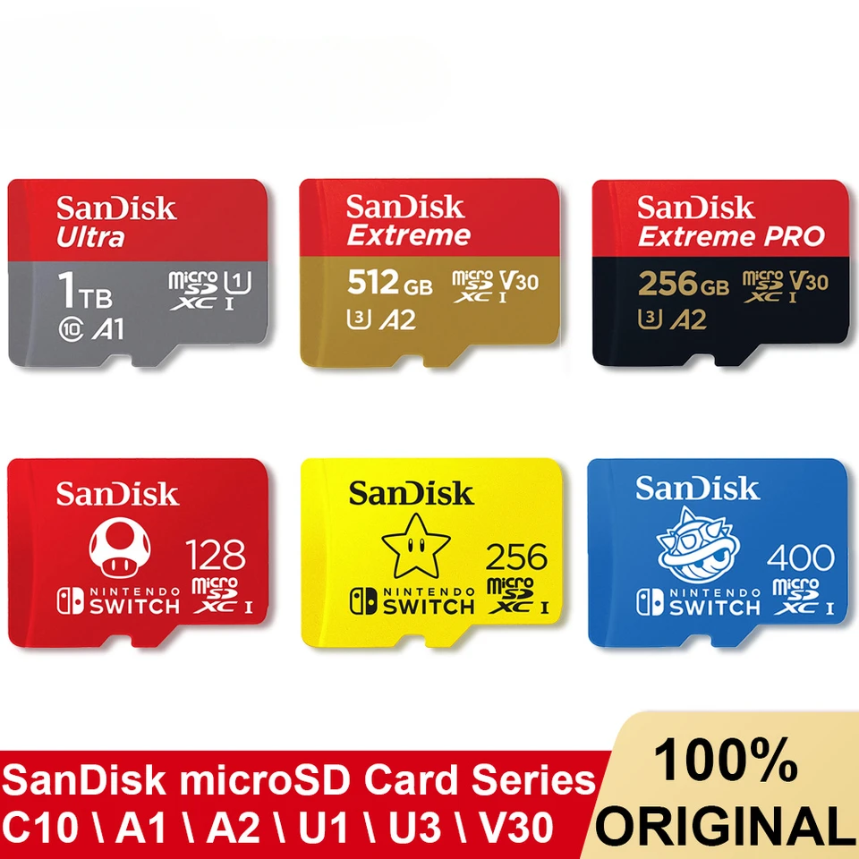 Original newest SanDisk Micro SD memory Card C10 U1 U3 4K HD Trans Flash  Cards for Camera GoPro DJI Nintendo Switch microSD Card - AliExpress