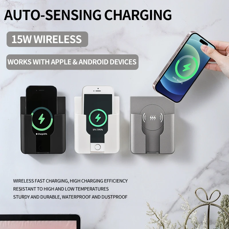 Universal Wall Mount Wireless Charger, 15W Fast Charging Station