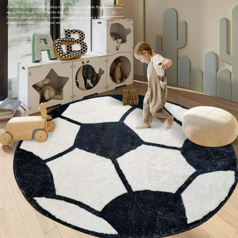 Imitation Cashmere Round Floor Mat Football Small Carpet Baby Room Bedroom Living Room Bathroom Carpet Children Crawling Mat floor mat