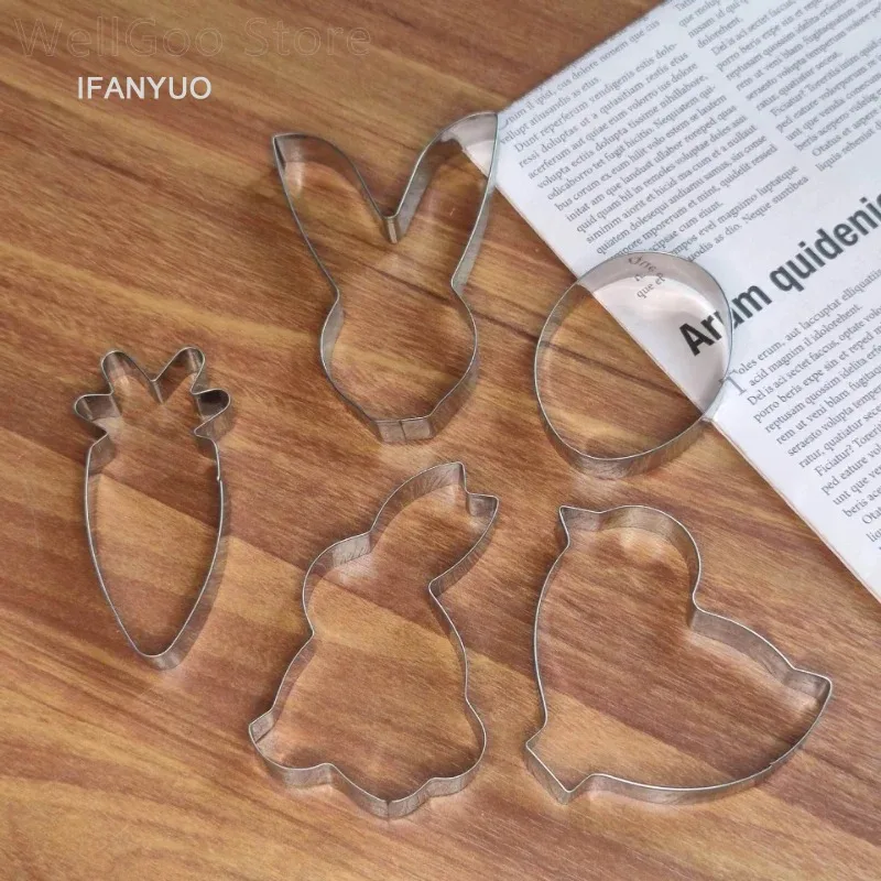 Easter Stainless Steel Cookie Cutter Mold Bunny Eggs Carrot Biscuit Moulds Baking Pastry Accessories Happy Easter Party Supplies cookie cutter cookie mould cookie printing mold baking mold