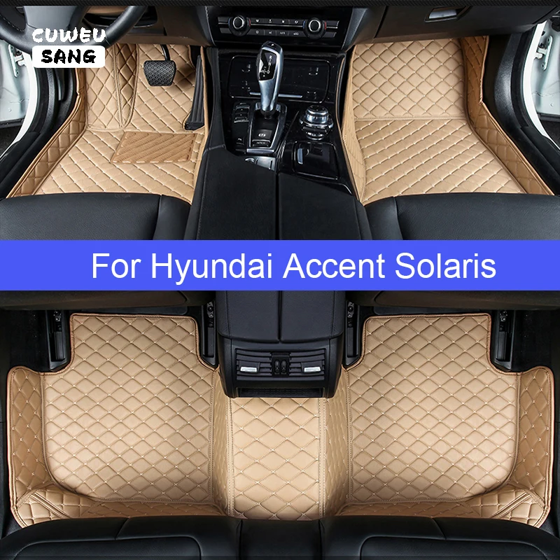 CUWEUSANG Car Floor Mats For Hyundai Solaris Accent Foot Coche