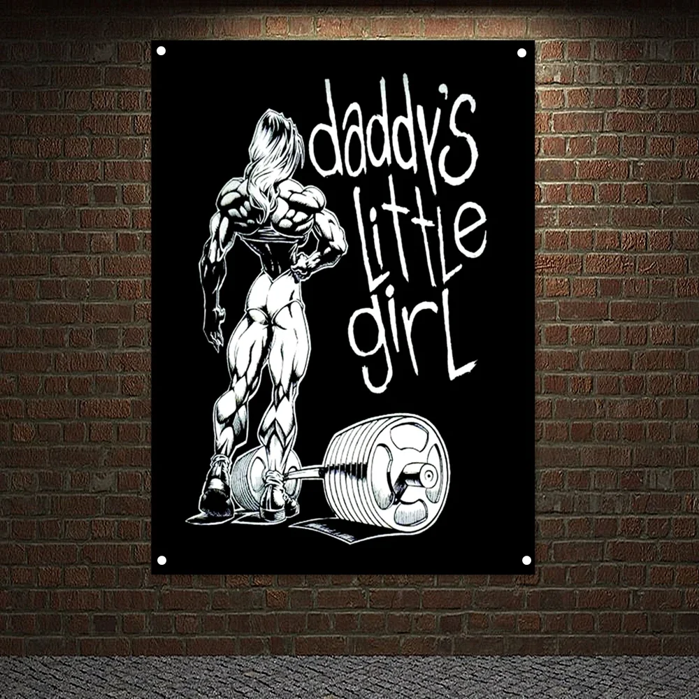 

Daddy's Liffte Girl Gym Decor Man Muscular Body Banner Workout Bodybuilding Flag Exercise Poster Wall Hanging Canvas Painting