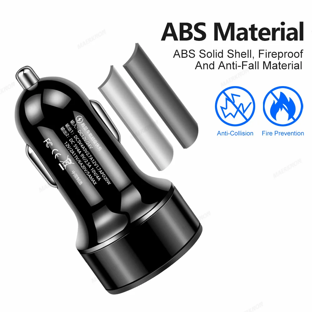 Super Fast USB Car Charger Mini Fast Charging for iPhone QC3.0 PD USB Type C Car Phone Charger Adapter for Xiaomi Samsung Huawei