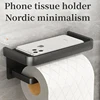 Aluminum Alloy Wall Mount Toilet Roll Paper Holder WC Storage Organizer Phone Shelf Holder Bathroom Accessories 2