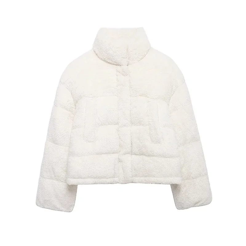 Abrigo de lana de cordero con cremallera para mujer, abrigo grueso y cálido de felpa, de manga larga, con cuello alto, holgado, informal, de forro polar, para invierno