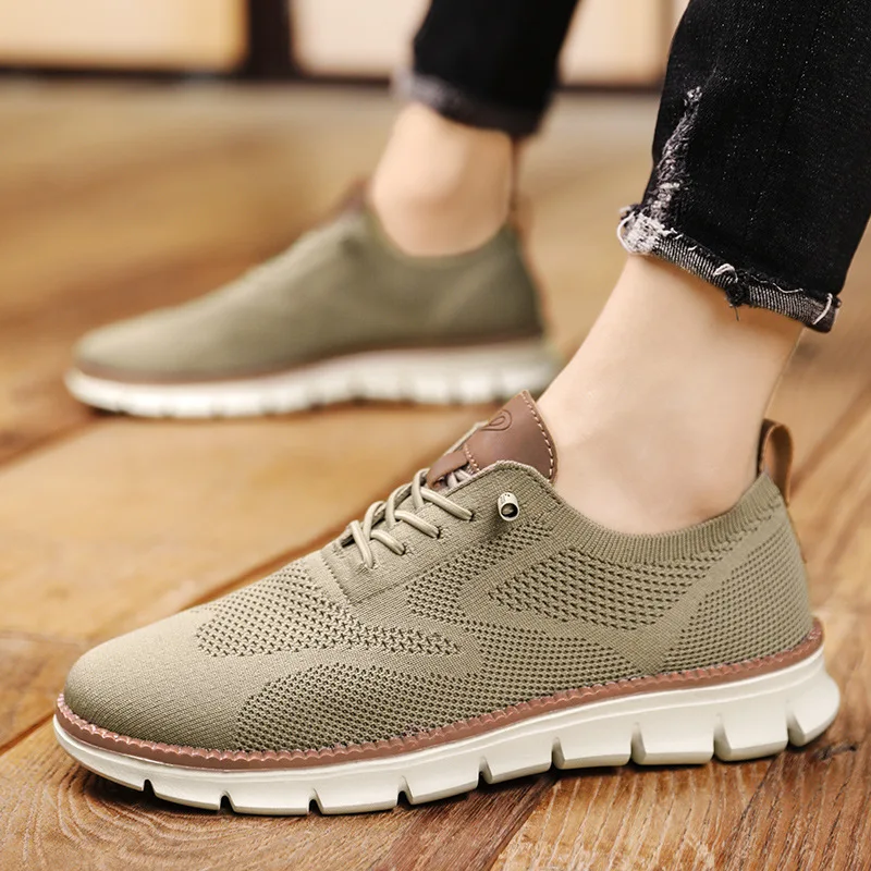 

2023 Spring Summer Fashion Mesh Shoes Men Fashion Brand Footwear Breathable Mens Casual Shoes Flat Black White KA4732