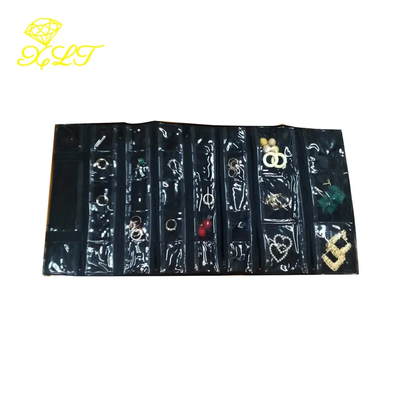 31 Grids Portable Velvet Jewelry Roll Storage Bag Ring Pendant Folding Travel Organizer Earrings Case Zipper Bag For Jewelry