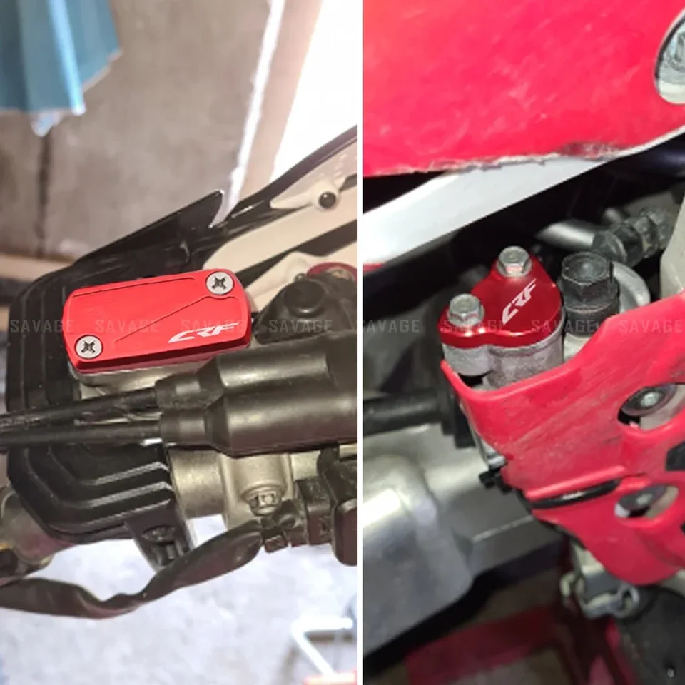 thumbnail image 2 of CNC Aluminum Brake Fluid Reservoir Cover For Honda CRF Models - Red/Black Options 2 of 13