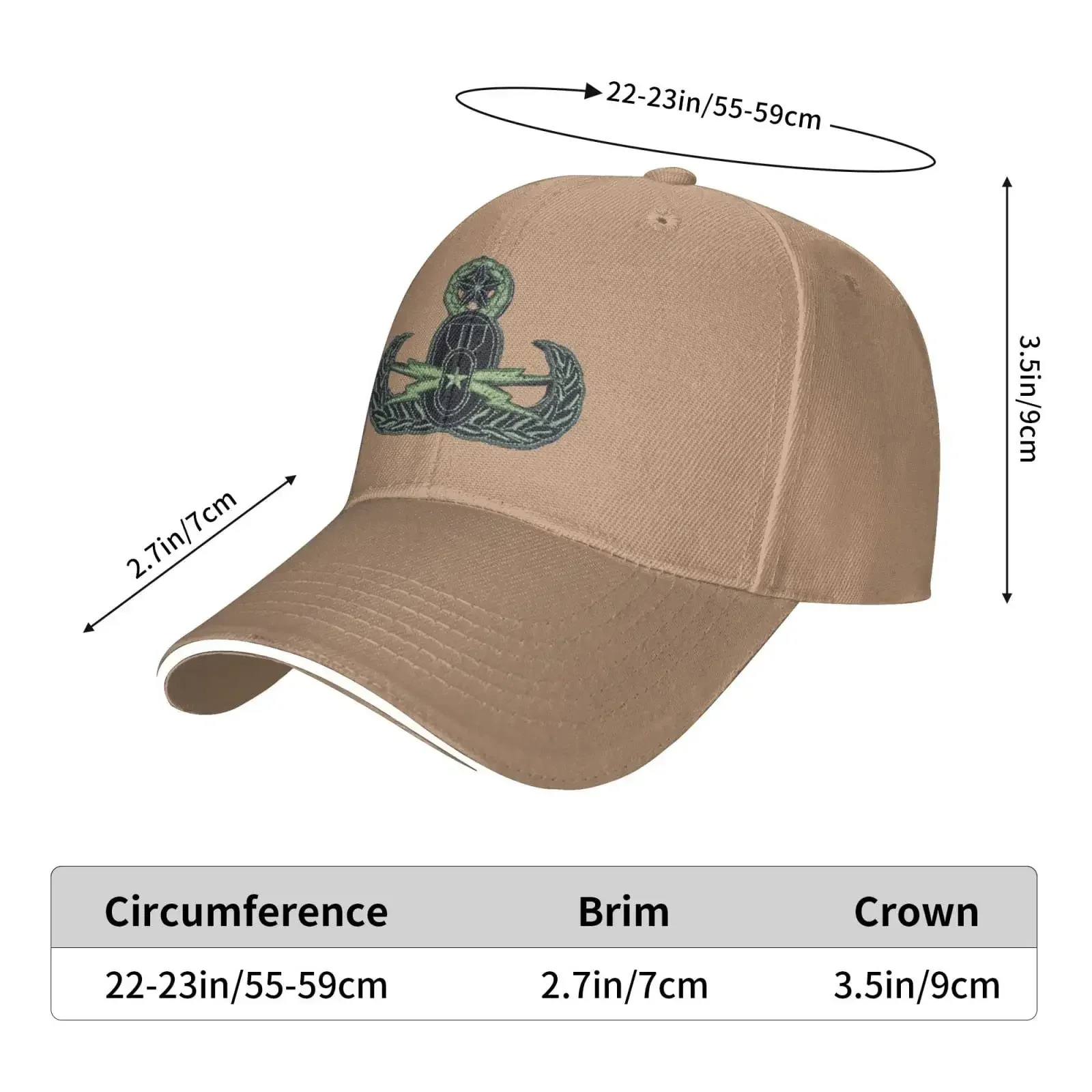 Veterans Owned EOD Badge Hat Baseball Cap Duck Tongue Cap Adult Sandwich Hat Natural 3