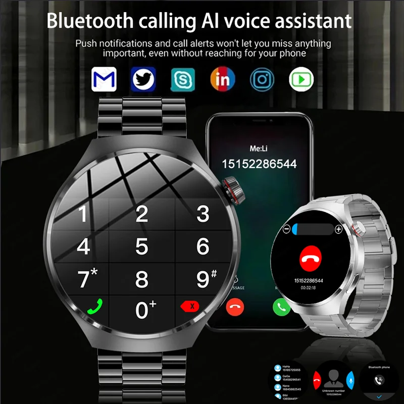 Huawei-reloj inteligente 4 Pro para hombre, accesorio de pulsera resistente al agua IP68 con pantalla HD de 360x360, Bluetooth, llamadas, NFC, control del ritmo cardíaco y del azúcar en la sangre, novedad de 2023